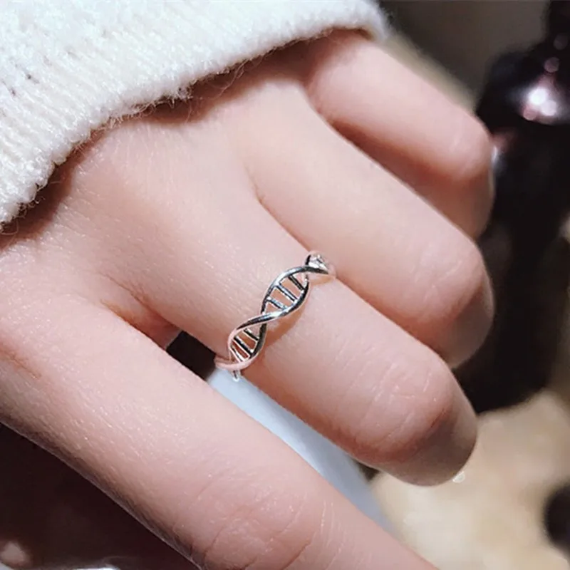 Creative DNA Double Helix Twist Adjustable Ring for Women Girl