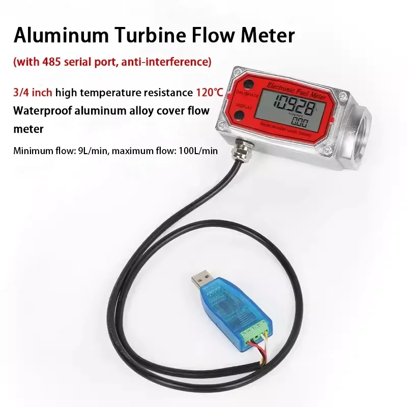 3/4 Inch LCD Digital Flow Meter Anti-Interference Electronic Turbine Flow Meter for Water Liquid  485 Serial Port OEM