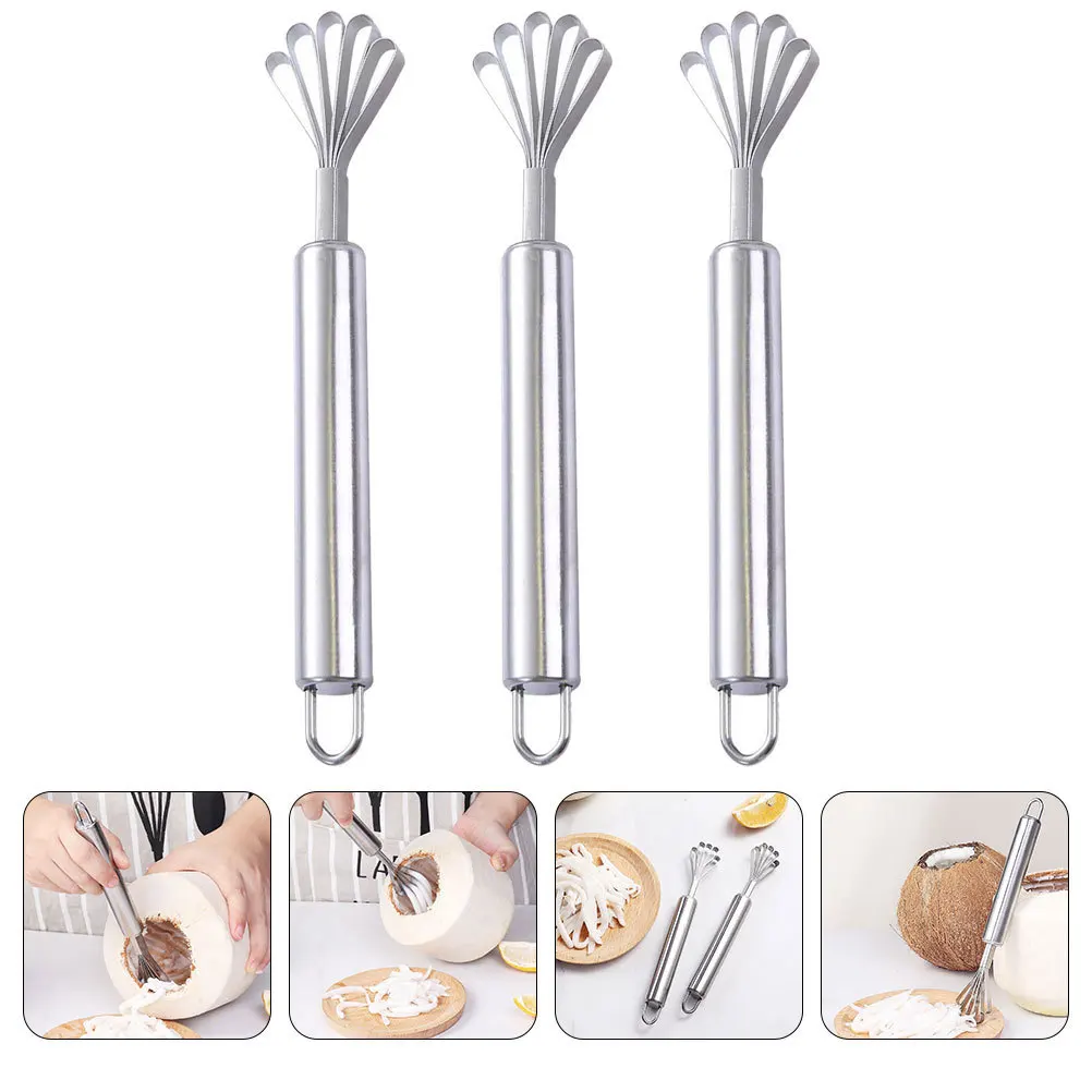 

4Pcs Stainless Steel Coconut Meat Scrapers Multi-Purpose Kitchen Gadget Fish Scaler Grater Shredder Portable Metal Tool