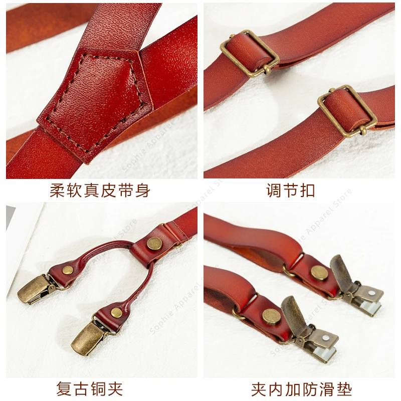 النمط البريطاني هوك الحمالات الجلدية الرجعية موضة طويلة عدم الانزلاق الحمالات كماشة النساء الرجال الأقواس Bretels الحمالات Hombre #4