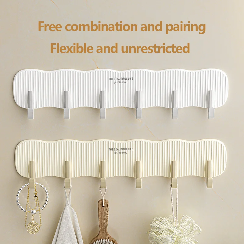 

Multi Color Six Hook Integrated Fixed Universal Hook Bathroom Hanger Wall Hanging Clothes Hook Non Perforated Hanging Rack