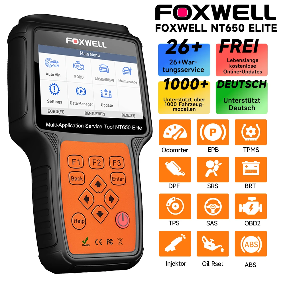 

FOXWELL OBD2 Diagnostic Tool Engine Code Reader 26 reset Fcuntion OBD 2 Scanner A/F Reset Auto Tools Lifetime Free Update