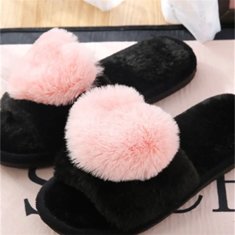 crriflz Women's Plush Heart Slippers Warm Indoor Cotton House Shoes - Image 3