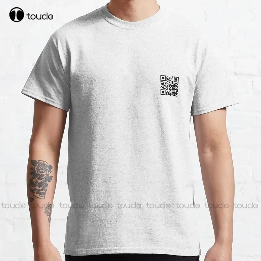 Rick roll QR code Classic T-Shirt pirate shirt Custom aldult Teen unisex digital printing Tee shirt fashion funny new xs-5xl