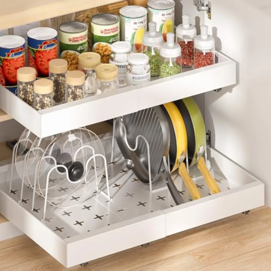 

16" Deep Pull Out Cabinet Organizer with 6 Dividers Expandable 11.7 "-20" W Pull Out Drawers for Cabinets Cabinet Trays Pull Ou