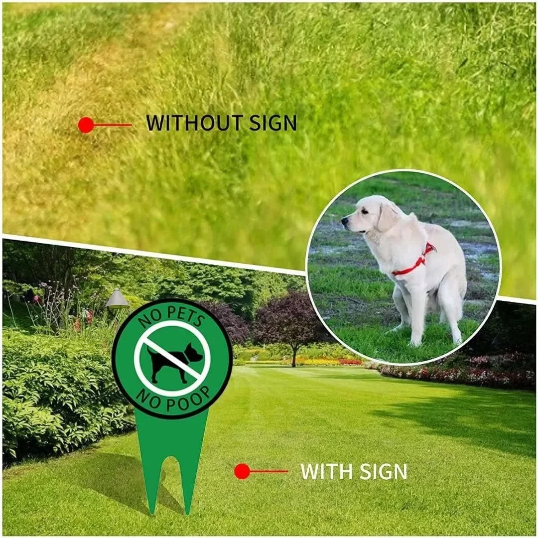 Dog Poop Metal Tin Sign-No Dog Poop and Pee on Lawn- No Pets Dog Signs for Yard Grass -Keep Off Grass Sign -No Dogs Allowed Sign