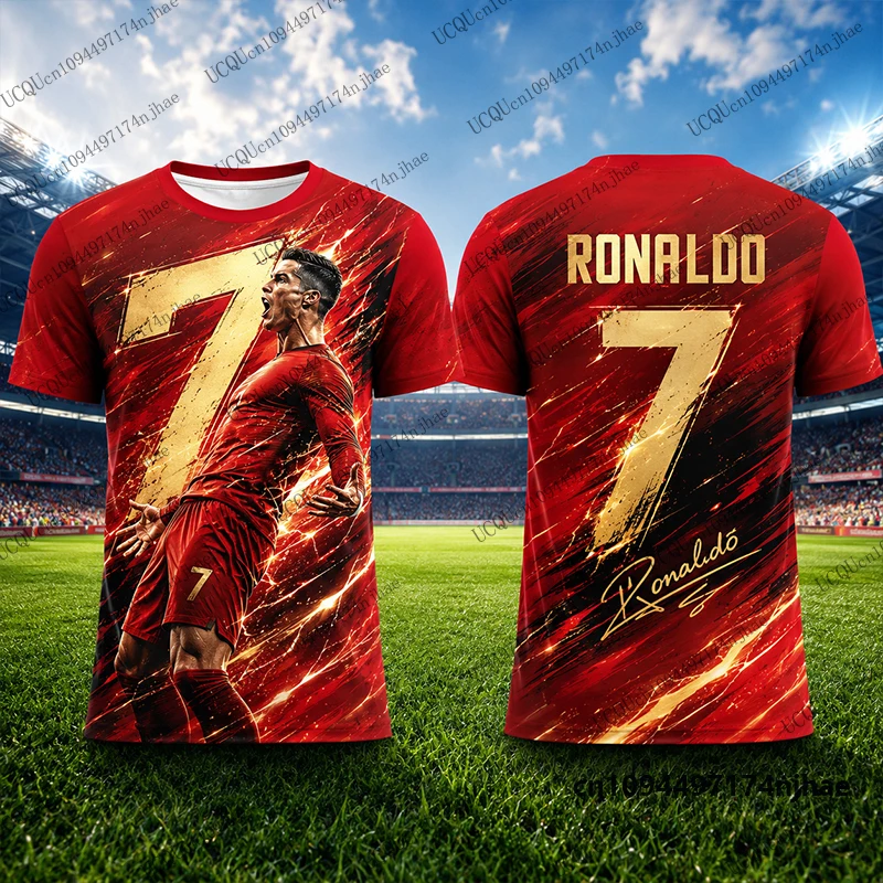 Neuer Spezial-Ronaldo # 7 bedruckte Fußballtrikots für Herren, Sommer-T-Shirt, atmungsaktiv, schnell trocknend, Sport-T-Shirts, lässige Oberteile für Kinder/Erwachsene – Detail 9