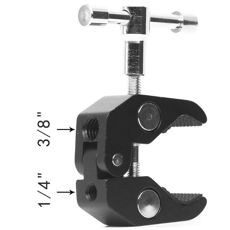 Clip cámara liberación rápida, superabrazadera con orificios rosca 1/4 y 3/8 para accesorio cámara con trípode