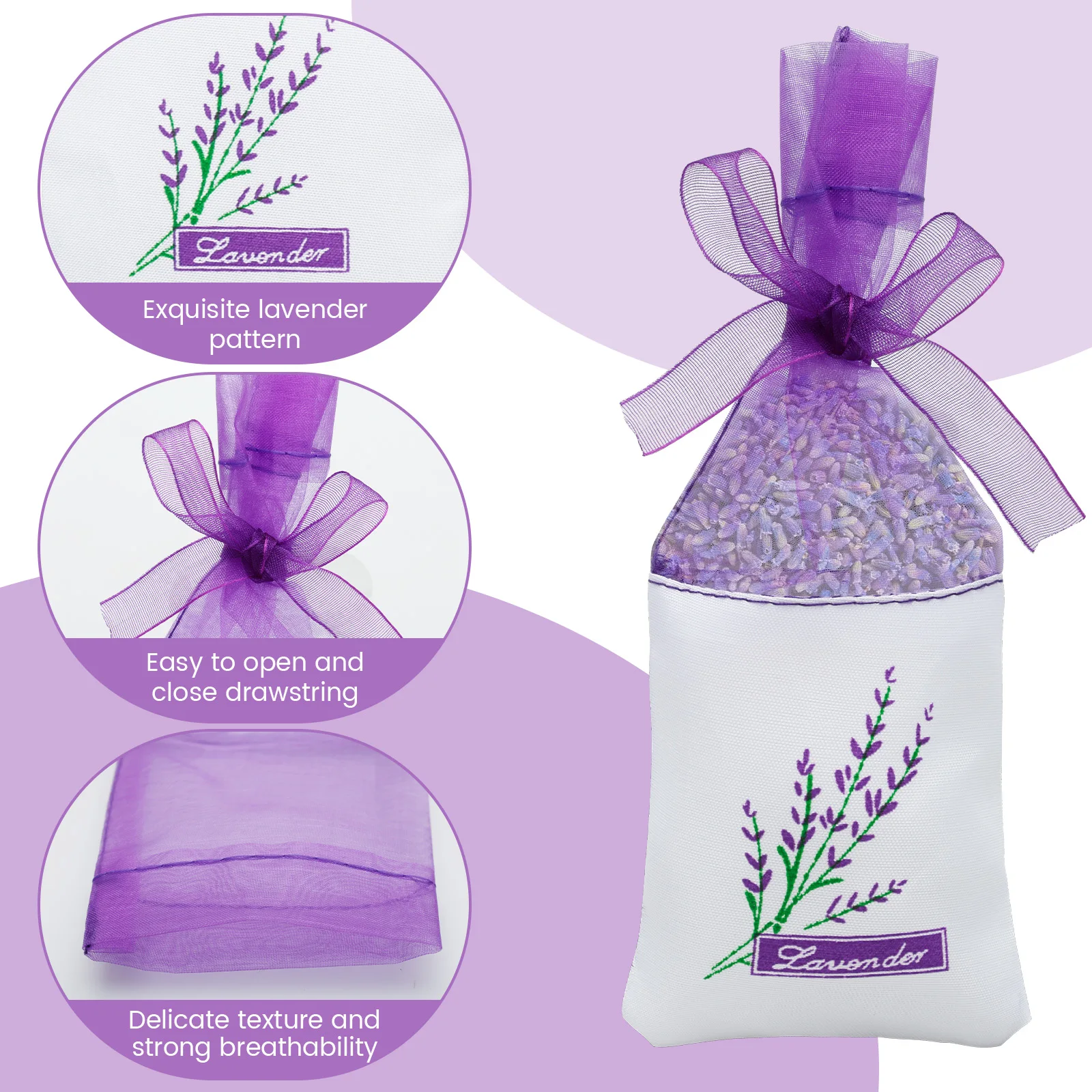 100 قطعة الشاش الخزامى حقيبة فارغة 7x17 سنتيمتر الجافة زهرة حقيبة التخزين مع الرباط إغلاق تنفس التوابل الكيس حقيبة لخزانة الملابس