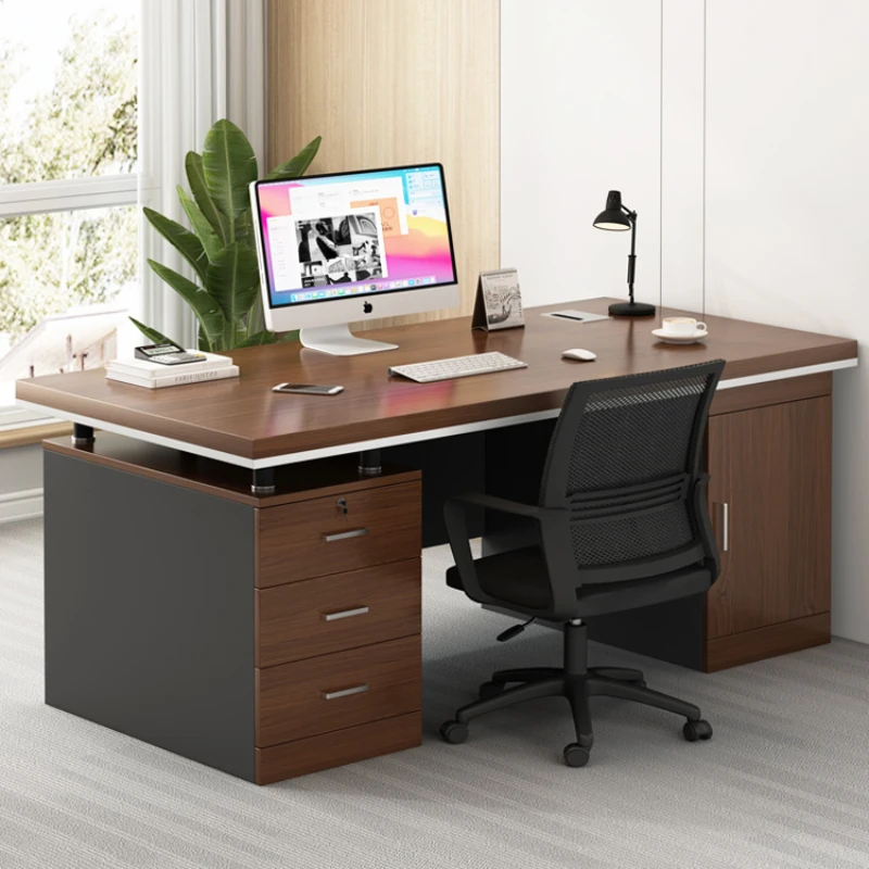 

Wood Executive Office Desks Desktop Modern Reception Large Office Desks Storage Gaming Masa Oficina Office Furniture WN50OD