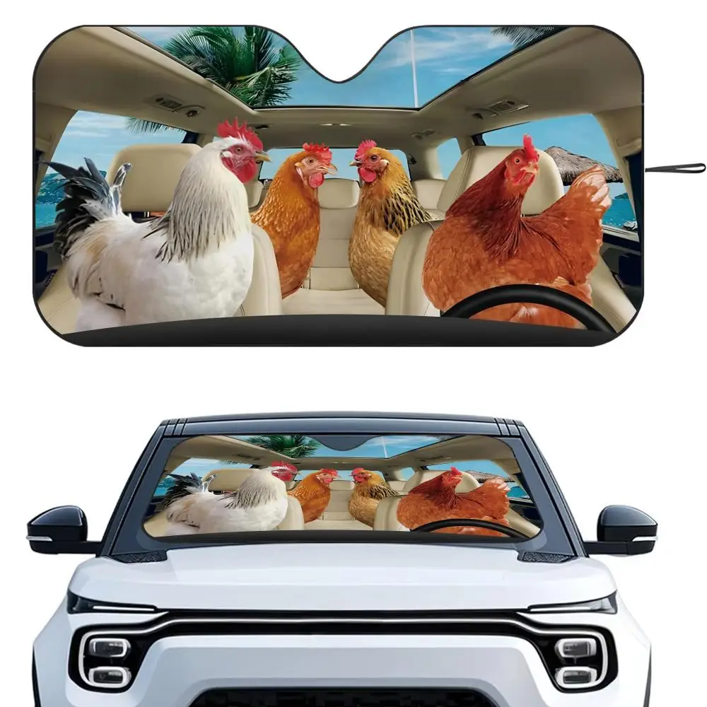 

Driving Chickens Sun Visor Reusable Aluminum Foil UV Protector Heat Five-Layer Insulation Windshield Sunshades