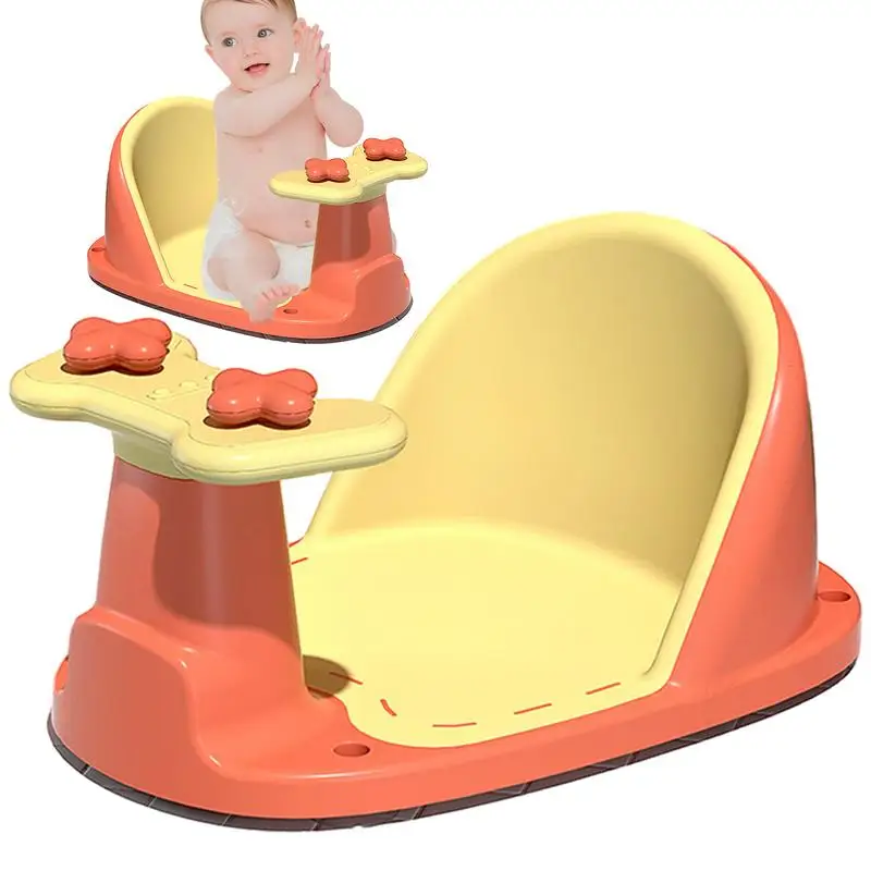 Kursi mandi bayi pendukung mandi, dengan cangkir isap Surround kamar mandi kursi mandi bayi baru lahir dengan sandaran punggung ergonomis untuk 6-36