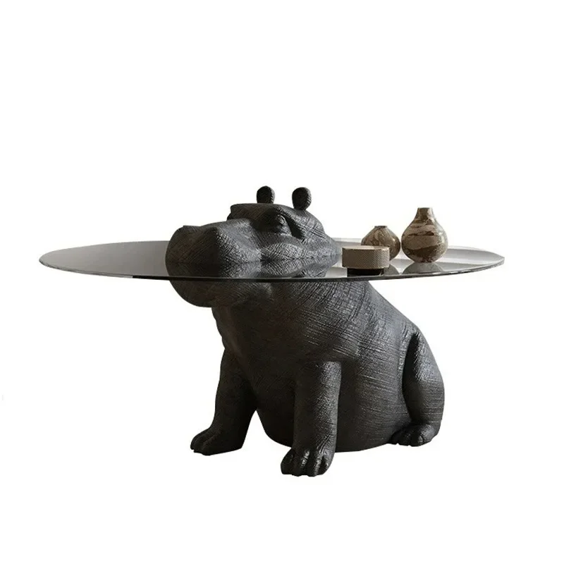 

creative Internet celebrity animal hippo coffee table, Italian minimalist tempered glass small coffee table