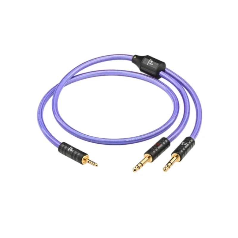 【163】High Quality Silver Plating OCC HiFi 4.4 Balanced to Dual 6.35 TRS Audio Cable for MR4 Speaker Connection Cable Player to S
