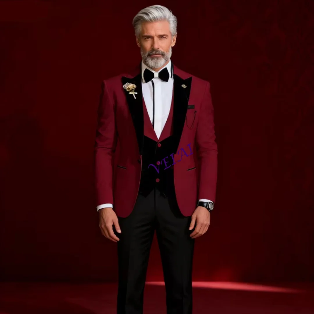 

Customized3 Piece Men's Casual Business Tuxedo Slim Fit Groomsmen Best Man Smoking Wedding Dance plus Size Suit Set