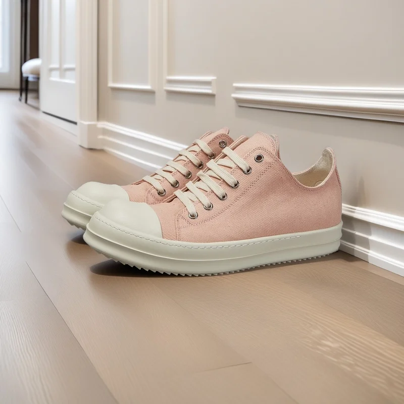 Brand Low Top Dusty Pink Canvas Sneakers Streetwear Unisex Designer Shoes Casual Comfort Fit Luxury Minimalist Fashion Footwear
