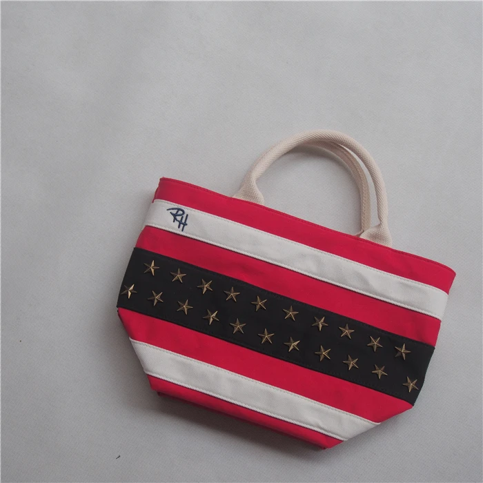 حقيبة رون هيرمان النسائية ذات النجوم المعدنية والخطوط الملونة، حقيبة يد نسائية ناعمة بأسلوب كوري، بطانة من البوليستر، حقيبة ك...