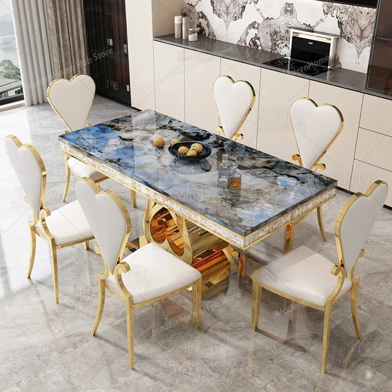 Marble Living Room Dining Table Luxury Unique Restaurant Coffee Dining Tables Space Saving Nordic Mesa Comedor Kitchen Furniture