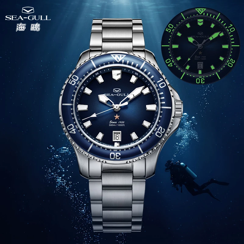 Seagull Ocean Series Pro 40mm Watch For Men Automatic Mechanical Watches 30Bar Diver Wristwatch Men's Luxury Clock Sapphire 1213