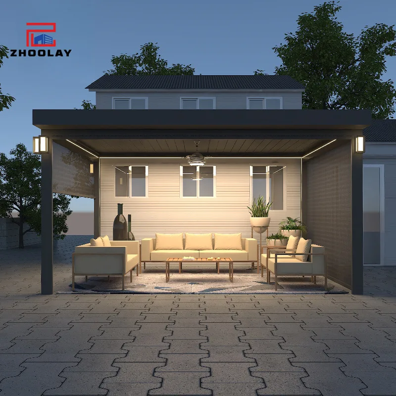 Courtyards Electric Shutters Flip Rain Shelters Aluminum Alloy Outdoor Chinese Style Villas Garden Sunshade