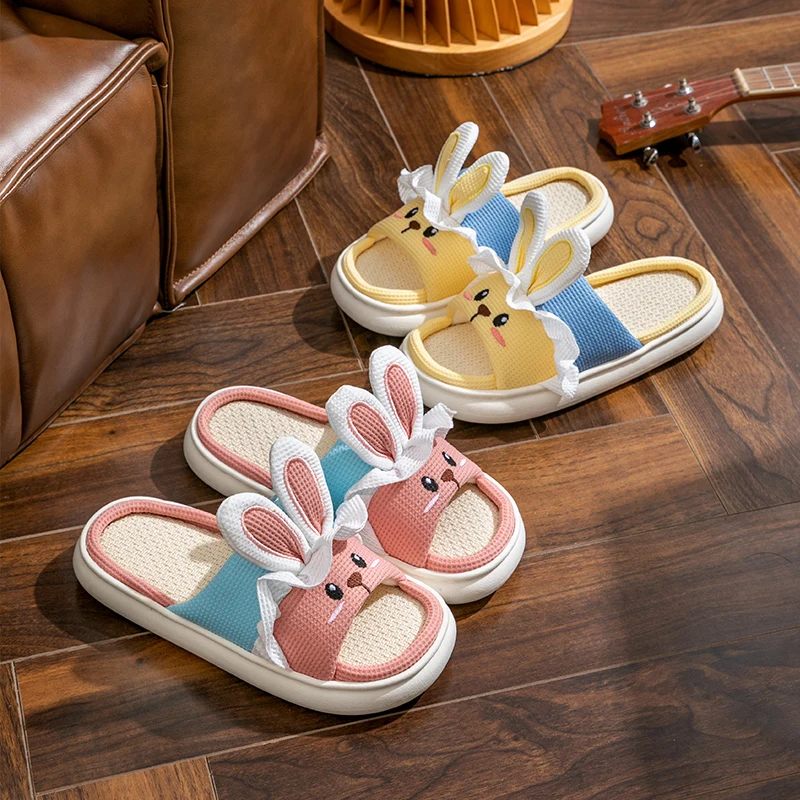 Platform Slippers Women Home Cartoon Cute Rabbit Designer Shoes Girls Casual House Fashion Popular Slides Flats Indoor Open Toe