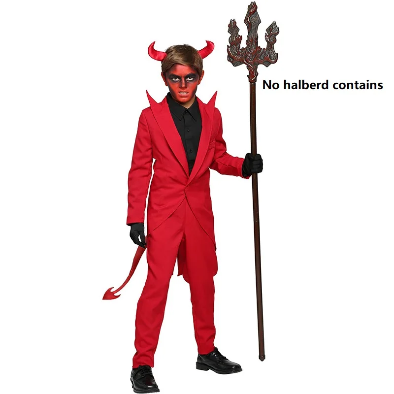 SAFEvil Red Demon Cosplay Costumes pour enfants, veste et pantalon, robe d'Halloween pour garçons et filles, taureau et fantôme, tenue habillée pour la fête, plis de jeu