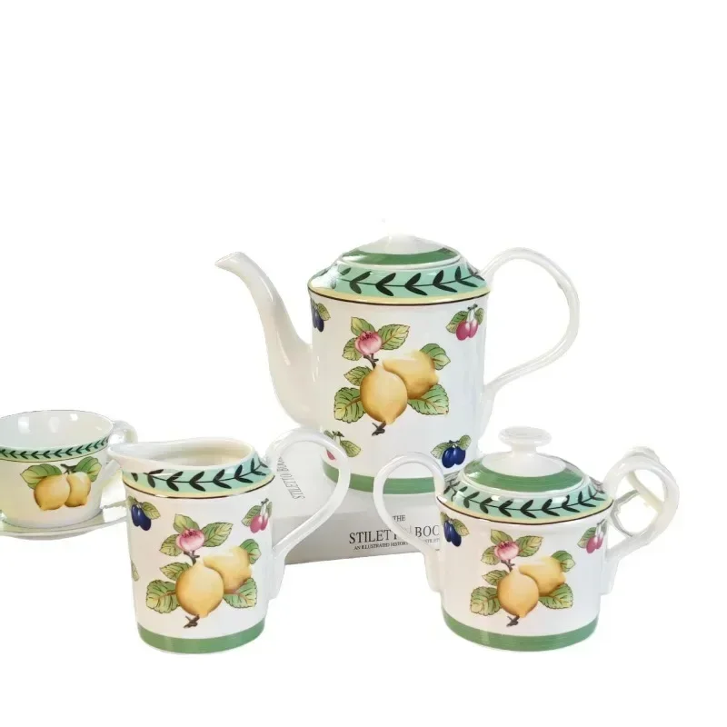 Coffee cups and saucers French garden series bone china afternoon snack plate household 15-piece gift box