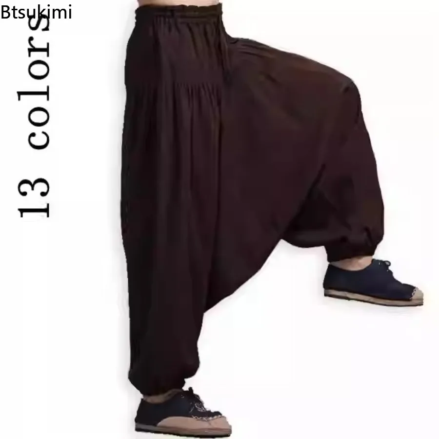 Men Hiphop Harem Pants Crotch Baggy Big Size Boho Gypsy Aladdin Summer Bohemian Nepal Wide Leg Pants Trousers Plus Size M - 5XL