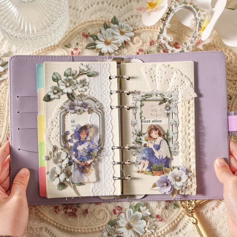 Lot de 10 autocollants décoratifs rétro à découpe florale, matériaux floraux ajourés délicats pour la création de journaux et l'artisanat