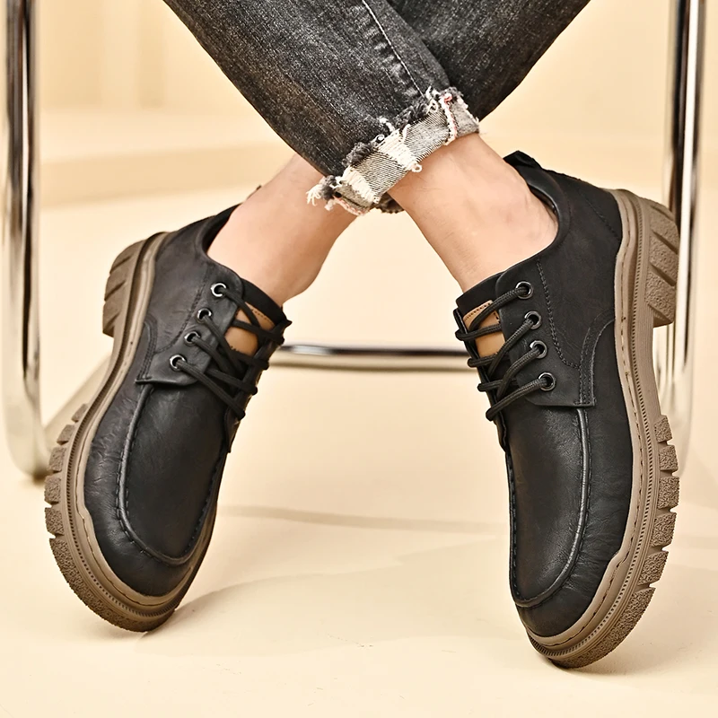 Men's New Casual Leather Shoes Gentleman retro luxury style Party or work Business High Quality Adult Minimalist versatile