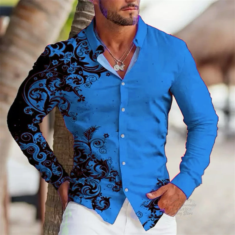 Herrenhemden Hochwertige Langarm-Anzughemden, Outdoor-Street-Trend-Anzughemden mit Reversknöpfen, Modedesigner-Stil XS-6XL