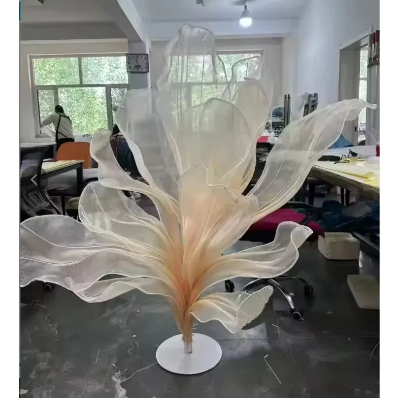 1.5 Meters Luxury High-end Custom Handmade Giant Silk Art Installation Wedding Stage Setting Organza Background