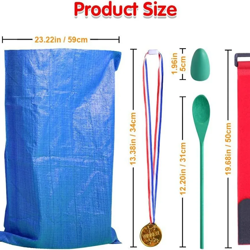 Juego de carreras clásicas para niños: bolsas de saco, bandas de tres patas y huevos y cuchara de madera para entrenamiento de integración sensorial
