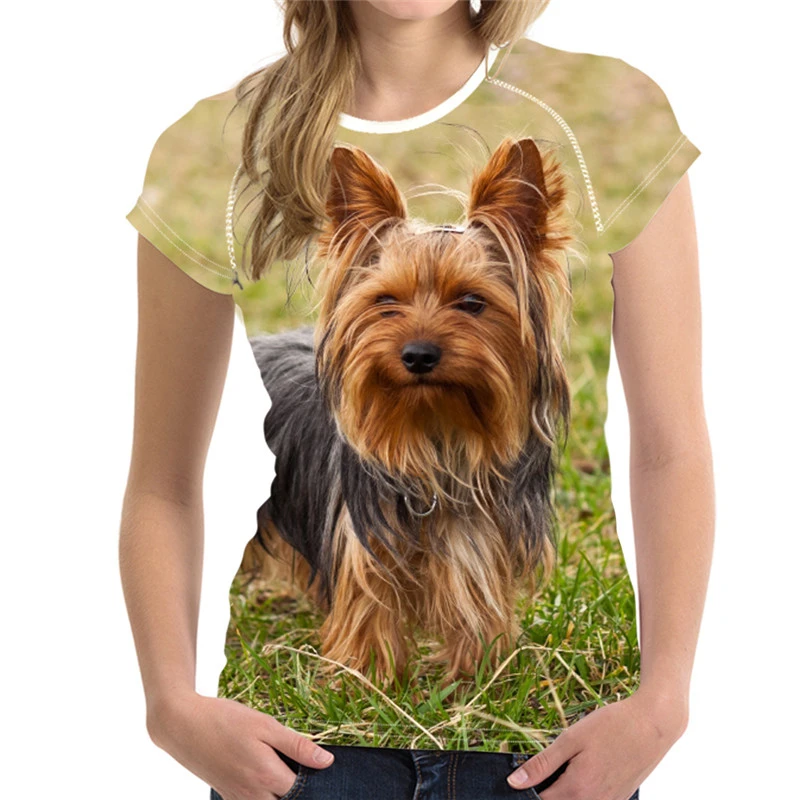 女性のための3D犬のプリントTシャツ,特大の半袖Tシャツ,ファッショナブルなカジュアルTシャツ