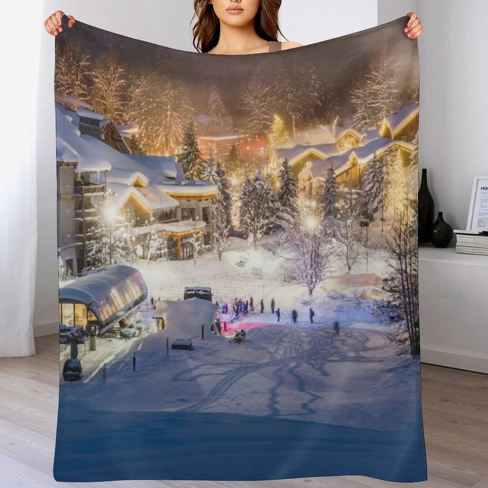 Whistler Blackcomb Creekside Gondola in Creekside Village, British Columbia, Canada Throw Blanket heavy to sleep Quilt Blankets