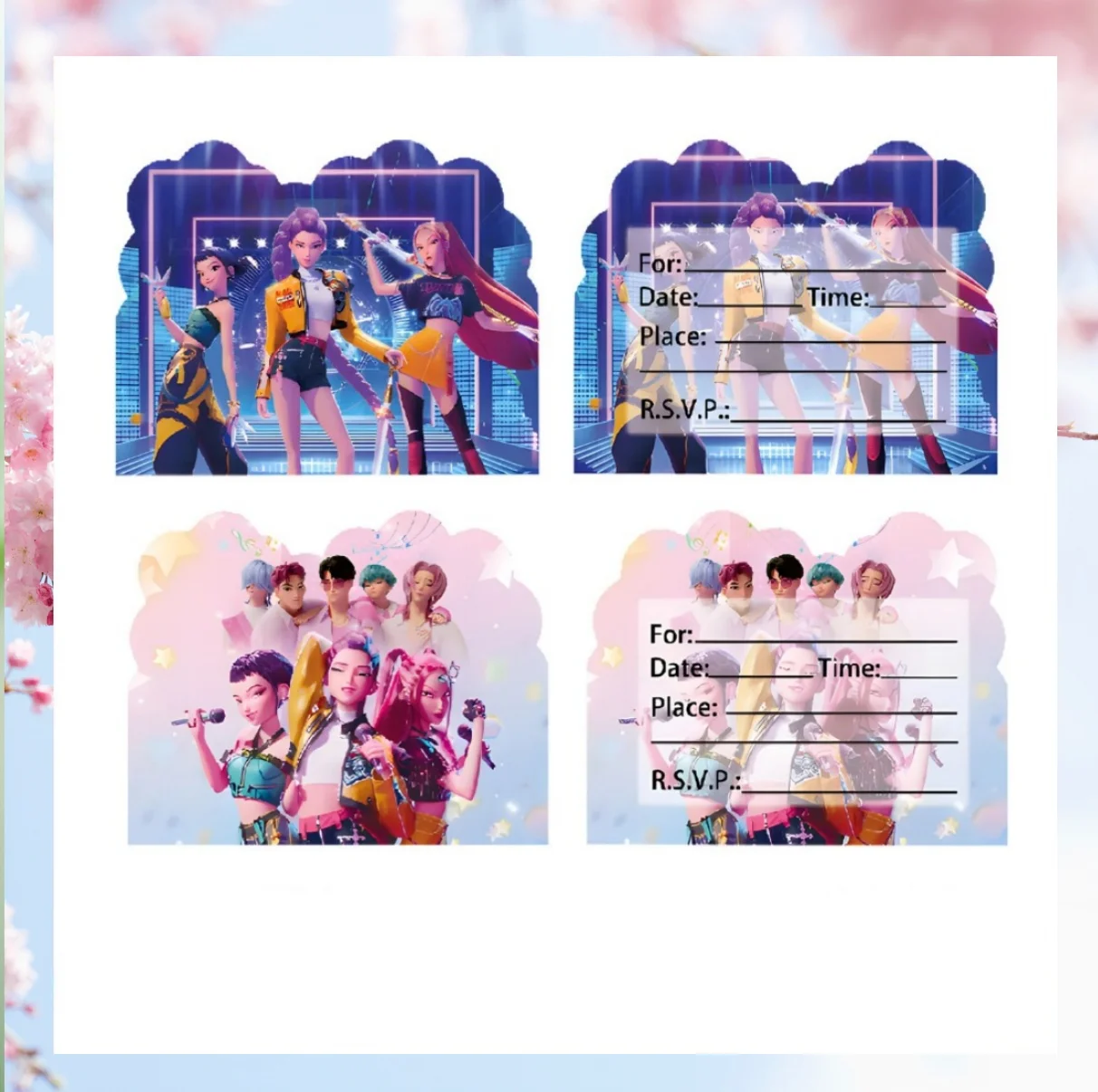 

Anime Movie Kpop Demon Hunters Birthday Party Invitation Card Mini Greeting Card Single-Page Type Baby Shower Birthday Party