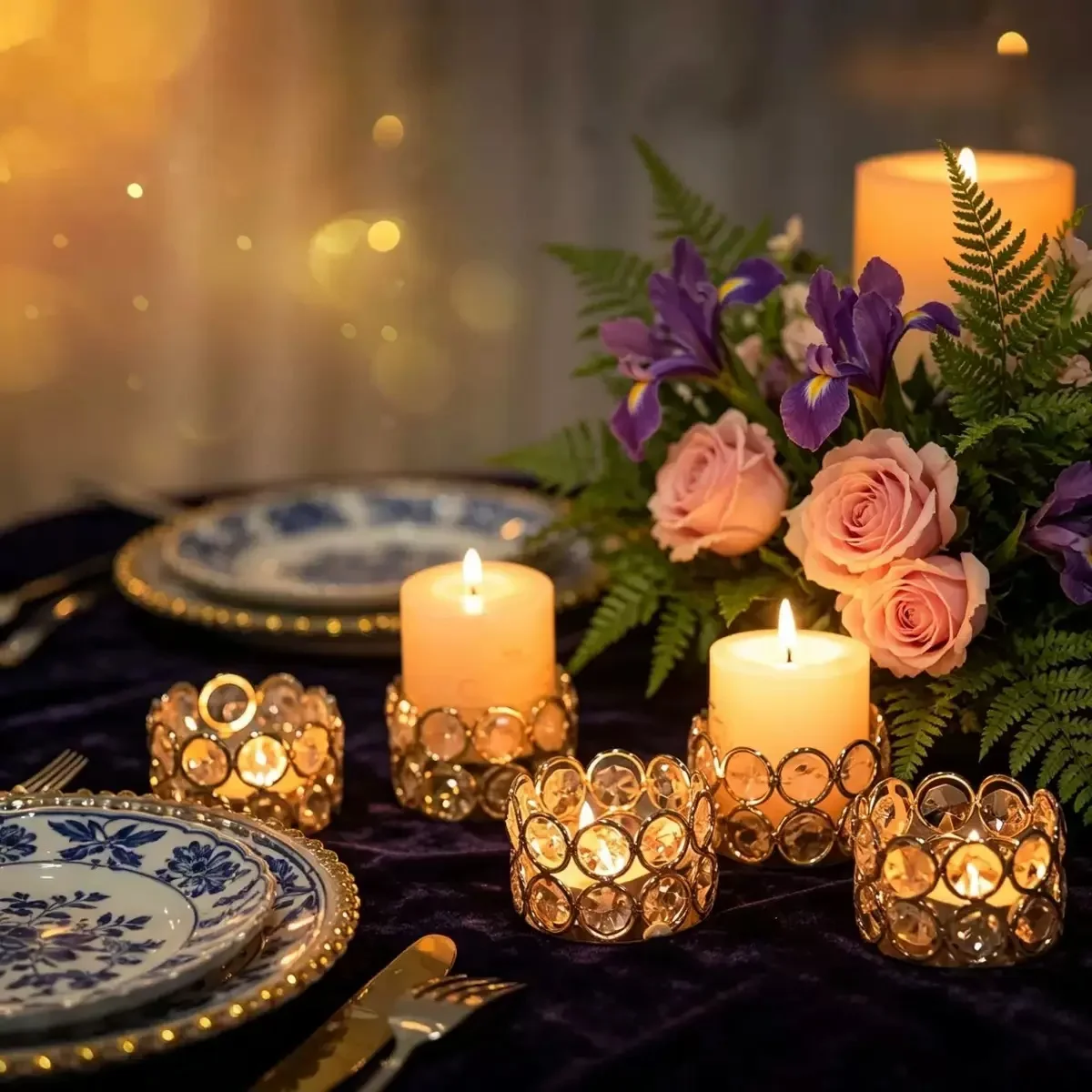 Crystal Votive Candle Holders Tealight Jewel Bowl Stands Decorative Centerpiece for Wedding Party Home Table Decor