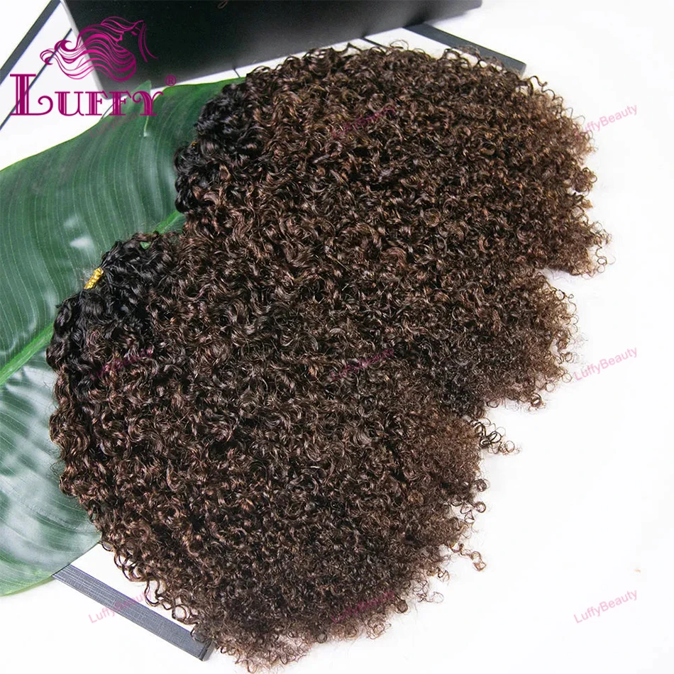 # T1B/4 ダークルートのタイトカール人毛クロシェヘア、プレセパレートノットレスアフロキンキーカールフェザー人毛エクステ