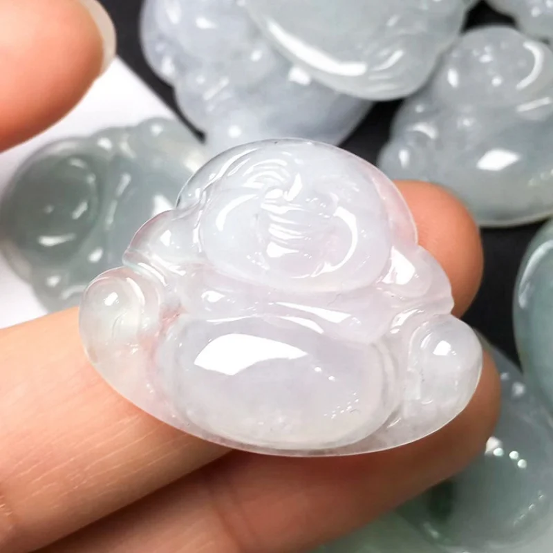 Natural a-Level Ice Glutinous Statue Buddha Jade Pendant