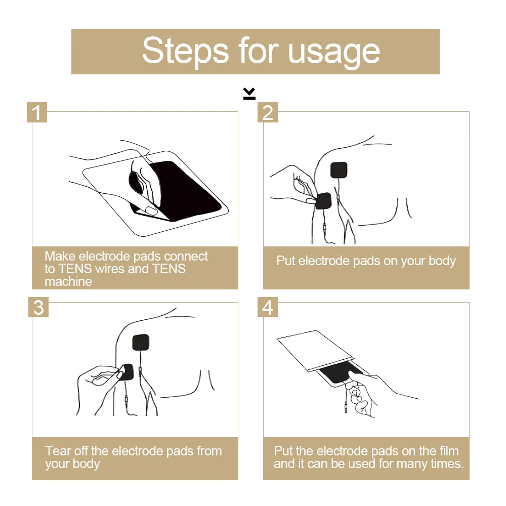 Parches de electrodos autoadhesivos de acupuntura Tens, almohadillas de electrodos de 5x5cm, electrodos de 2,0mm para masajeador de terapia Digital Tens