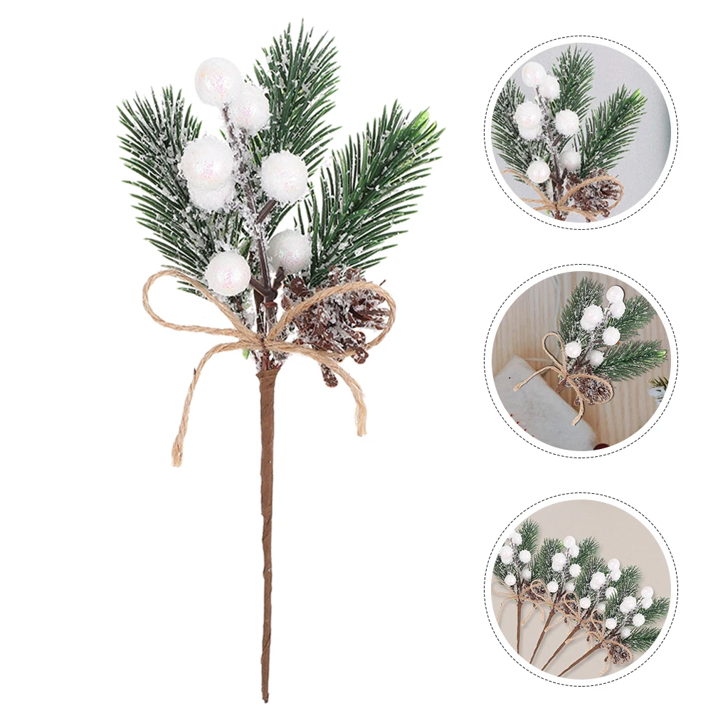 

12pcs Artificial Berry Branches Simulation Pine Decor For Christmas Tree Diy Photo Props Wreath Picks Desktop Adornment Party