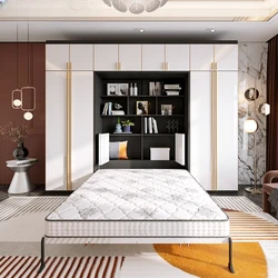 Luxury bedroom concealed bed wardrobe integrated small-sized wall-hung bed multifunctional folding bed with cabinet