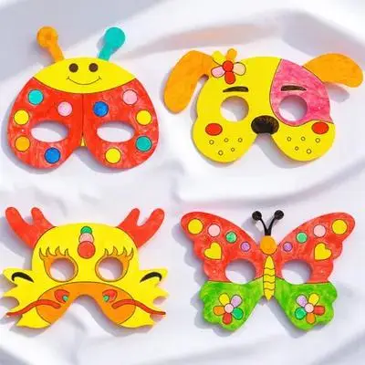

10pcs DIY Paper Mask for Kids Pretend Play Material Blank White Animal Masks Coloring Graffiti Artistic Creation