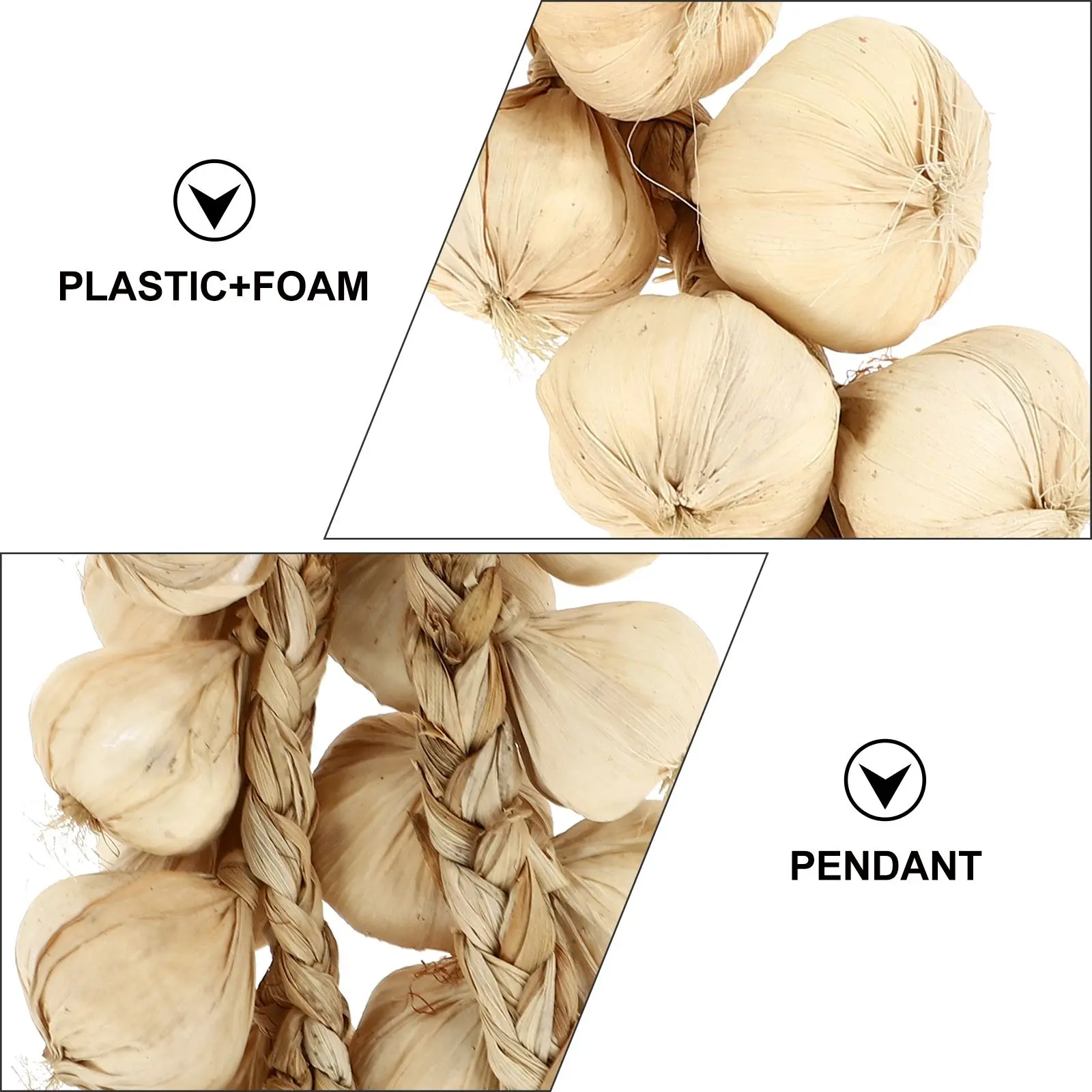 2 Pcs Fake Garlic Strings Realistic Decorations Hanging Home Kitchen Party Harvest Day Vegetable Models