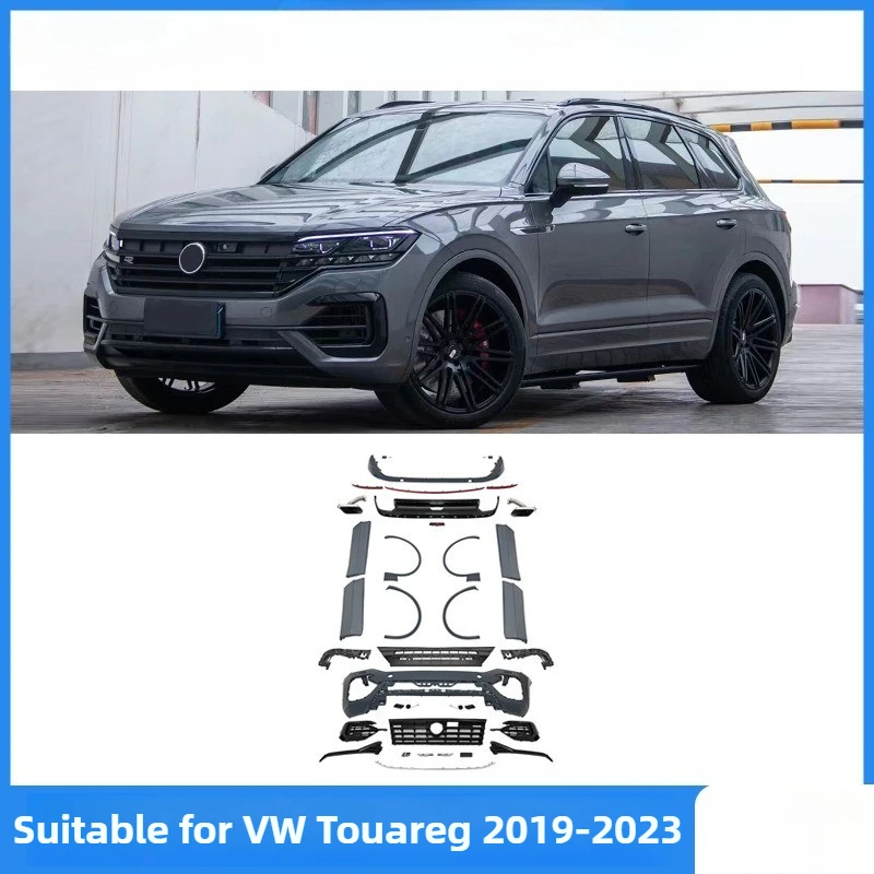 

Подходит для Volkswagen 2019-2022 Touareg модифицированный Rline бампер спойлер диффузор комплект кузова