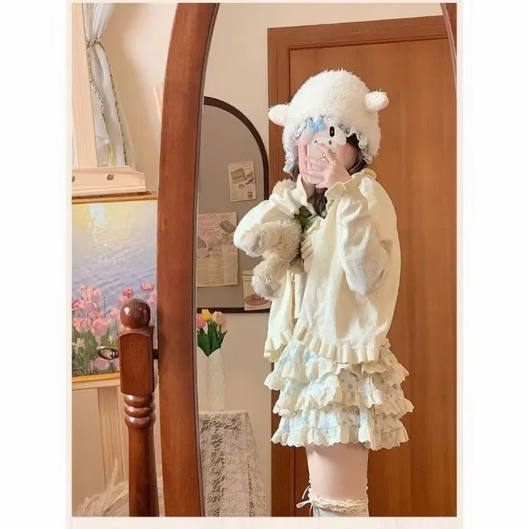 تنورة هاراجوكو الحلوة المطبوعة بالورود للنساء Y2k تنانير كعكة عالية الخصر مكشكشة صيفية جديدة تناسب الجميع بسيطة Faldas Mujer