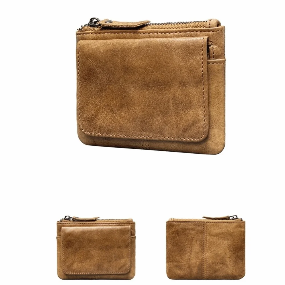 Criativo cor sólida bolsa de moedas de couro real pequeno multi slot para cartão carteira curta multifuncional minimalista titular do cartão armazenamento
