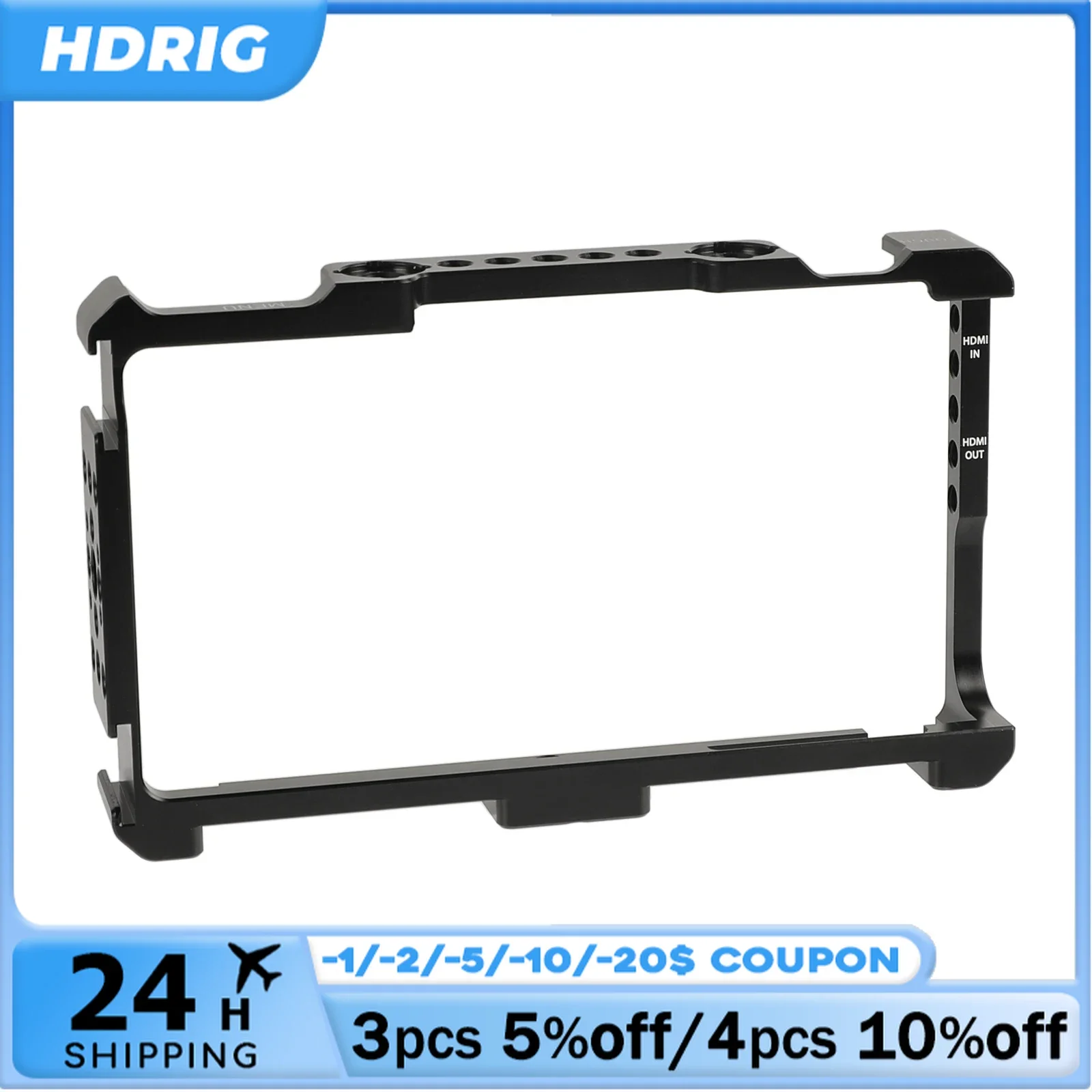 HDRIG 6 inch Monitor Cage Armor Bracket With Adjustable Monitor Support Holder For FeelWorld LUT6 & LUTS6  For Form-fitting Use