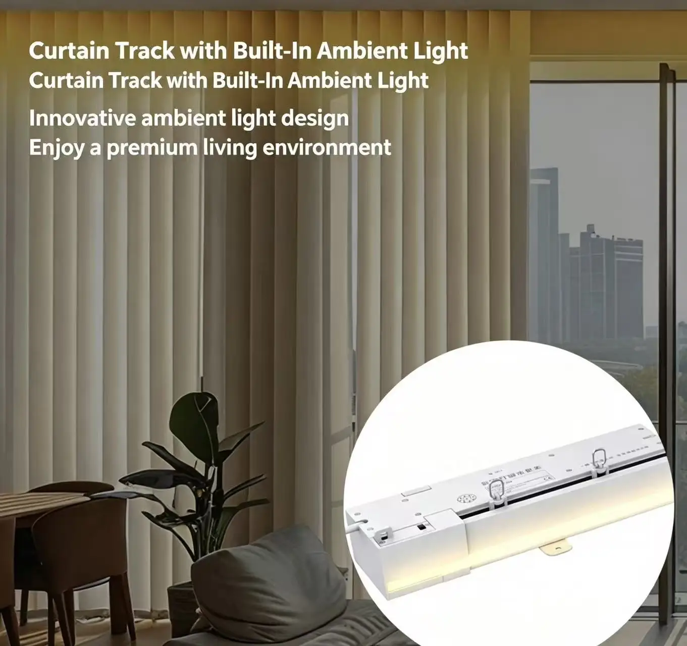 Quiet Electric Sheer Vertical Blind Rail, Hidden Motor Design, Compatible with Smart Voice Assistant