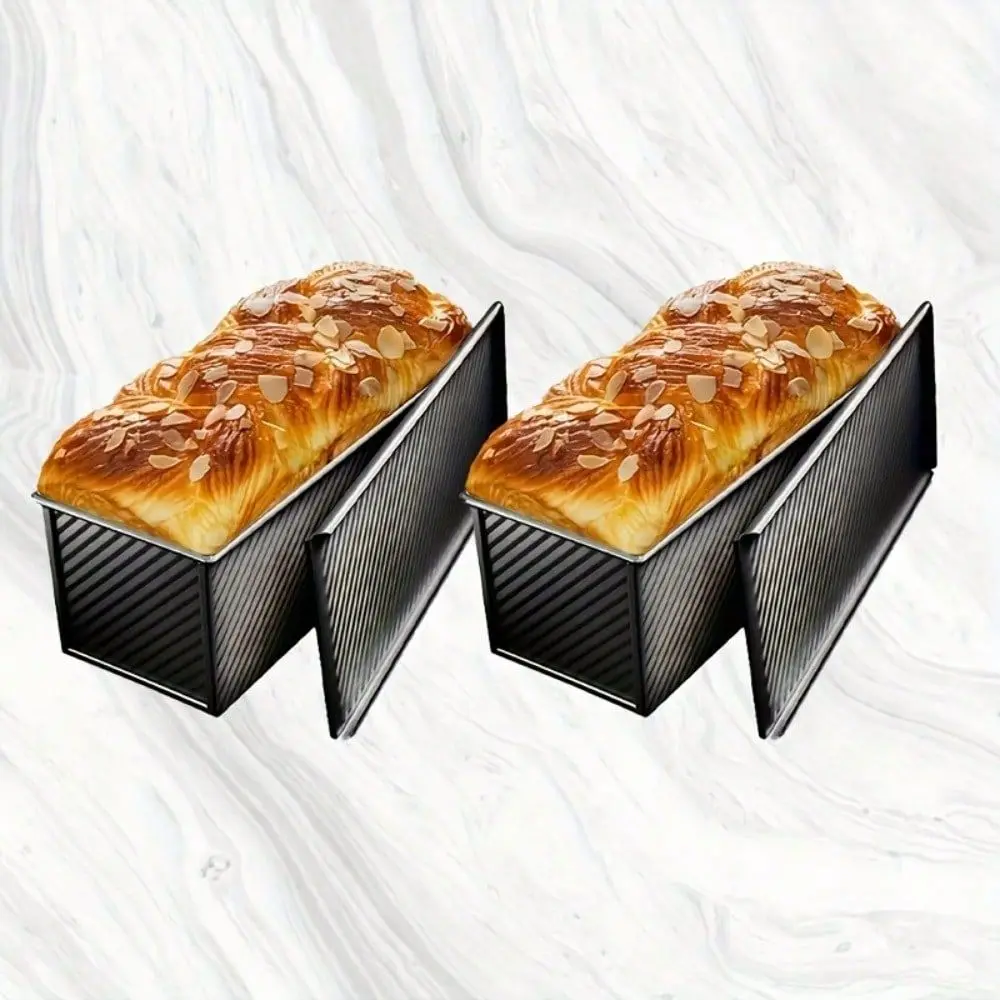Bread Pans Set 12Inch Nonstick Loaf Molds With Lids, HeavyDuty Carbon Steel Baking Pans For Homemade Bread, Sandwich Lo
